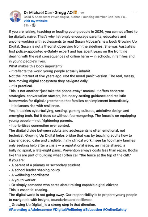 Dr Michael Carr-Gregg review of Growing Up Digital